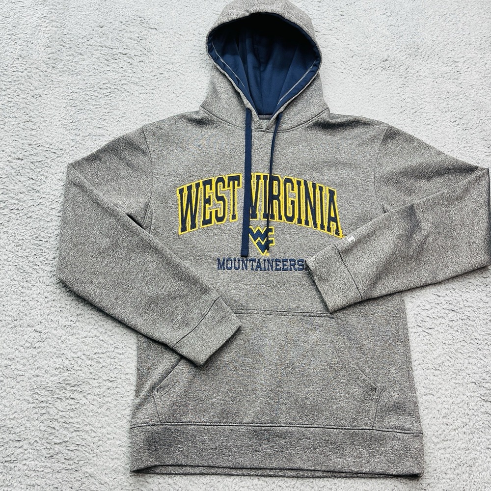 Champion Virginia Mountaineers Hoodie Mens Small Gray‎ Embroidered Spell Out